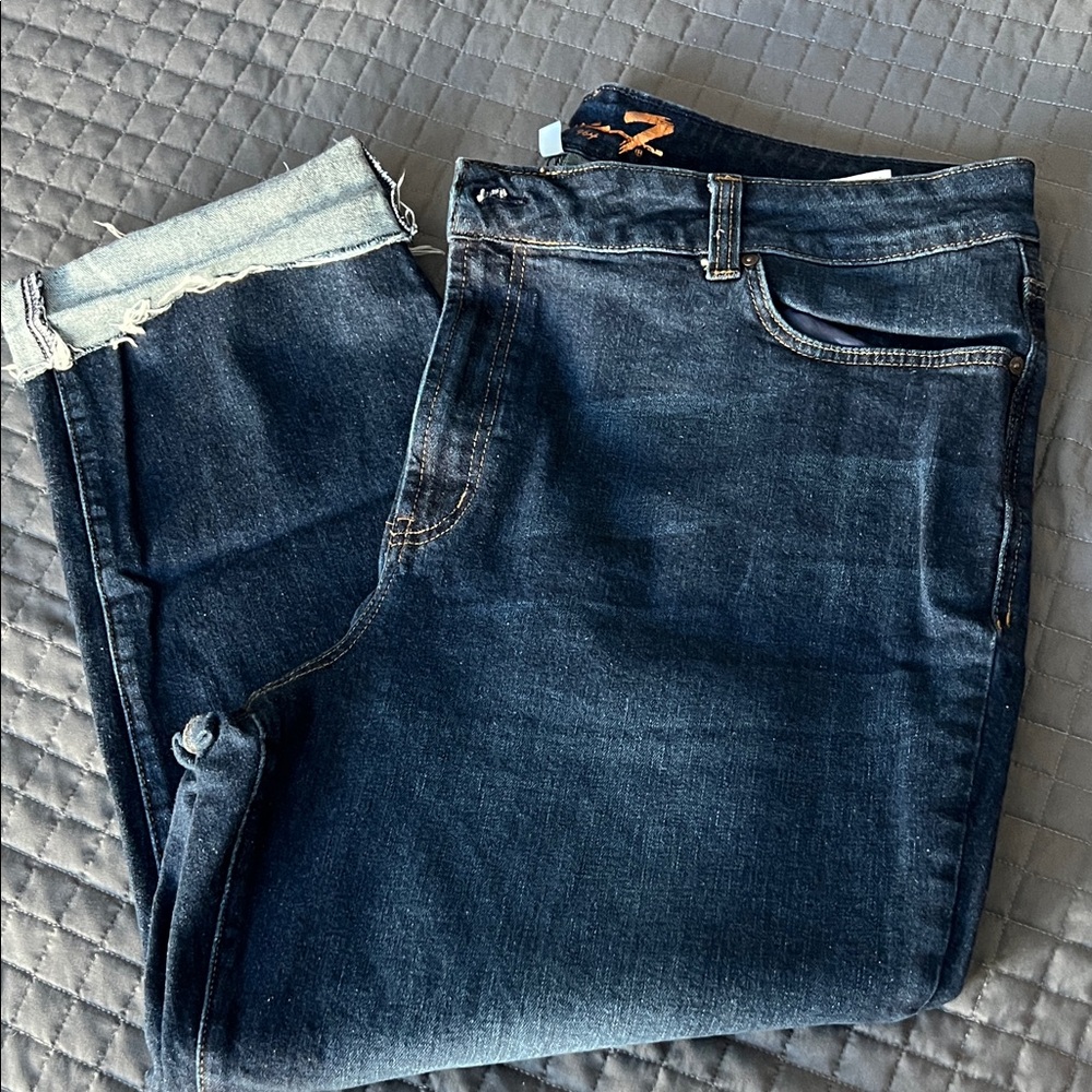 Seven7 Women's Boyfriend Jeans - Dark Blue